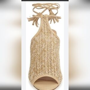 CHARLES NIKO ANKLE TIE WOVEN HEELS SIZE 9